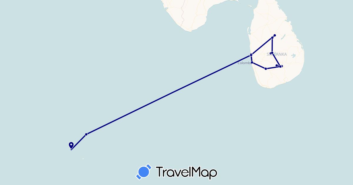 TravelMap itinerary: driving in Sri Lanka, Maldives (Asia)